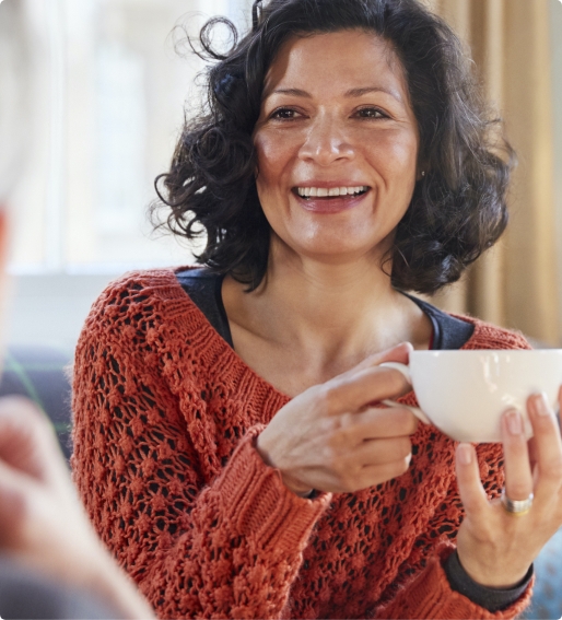 Woman holding a cup